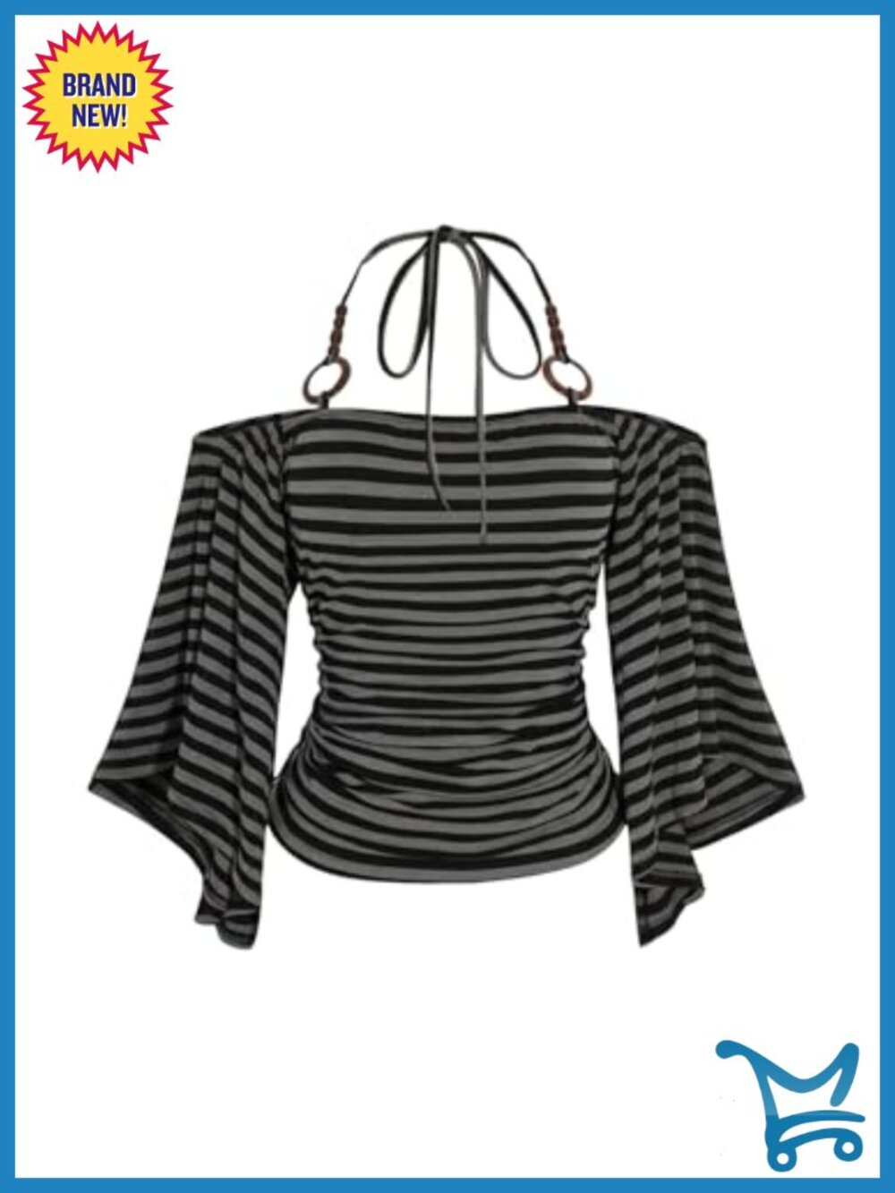 Plus Size Off Shoulder Striped Top Half Sleeve Ruched Viscose Blouse
